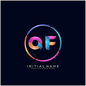 QF 字母标志图标设计模板元素插图公司黑色网络资历标签品牌艺术身份架构设计图片