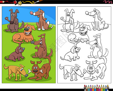 动漫狗动物字符彩色页面背景图片