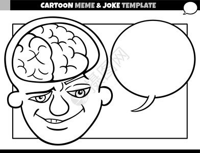 带脑人使用的黑色和白色黑白卡通Meme模板背景图片