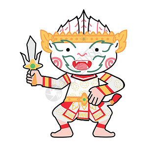 可爱的卡通哈努曼泰语人物背景图片