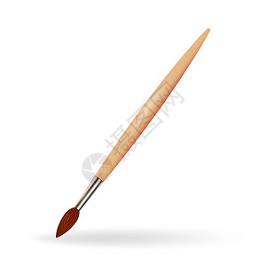 木制工具白色背景上隔绝的画笔设计图片