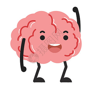 凝心聚力大脑卡通人物矢量快乐设计图片