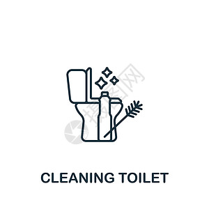 洗手间图标清洁厕所图标 用于模板 网络设计和信息图的线条简单图标插画