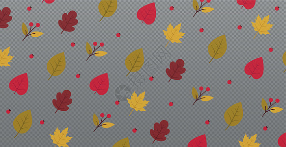 秋季全景图案 网络模板透明背景  矢量植物花园打印橙子植物学森林包装艺术绘画织物背景图片