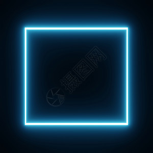 带有一丝蓝光在孤立的黑色背景上带有蓝色霓虹色运动图形的方形矩形相框 覆盖元素的蓝光移动  3D 插图渲染 空副本空间 middl背景