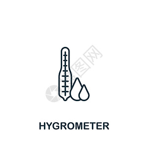 温度爆表湿度计图标 用于模板 网页设计和信息图形的线条简单测量图标插画