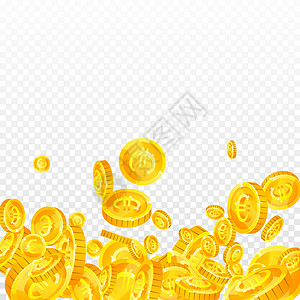 散落的欧元金币欧洲联盟的欧元硬币贬值 碎金货币飞行卡片墙纸金子商业现金空气金币大奖插画