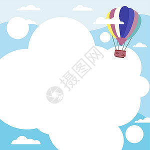 新彼得里夫齐热气球插图飞越云层到达新的目的地 齐柏林飞艇漫游天空去更远的地方漂浮计算机海报男人太阳想像力海浪飞行器自由飞机插画