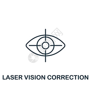 近视散光激光视觉校正图标 用于模板 网络设计和信息图的线性简单图标插画