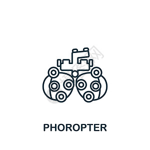 治疗图Phoropter 图标 用于模板 网络设计和信息图的线条简单图标插画