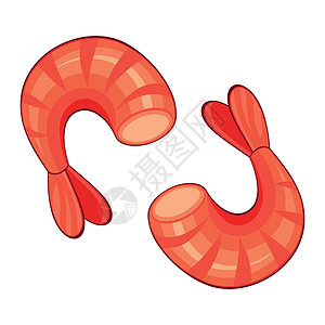 水虾白色背景的现实新鲜煮熟虾     矢量食物菜单卡通片龙虾美食艺术海洋雕刻标识甲壳插画