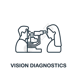 白内障视觉诊断图标 用于模板 网络设计和信息图的线性简单图标;插画