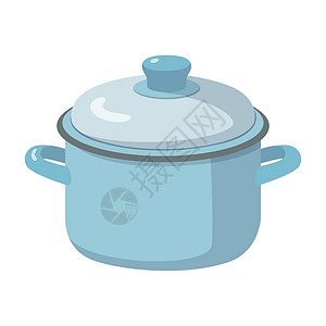 松茸鸡锅具有汤白背景的现实金属锅矢量用具午餐美食平底锅食物餐厅盘子产品炊具厨房插画