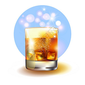 科涅克白兰地一杯品牌玻璃酒精插图精神金子星星酒吧插画