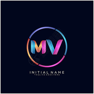 MM MV 字母标志图标设计模板要素艺术品牌标签插图推广营销字体创造力卡片身份背景图片