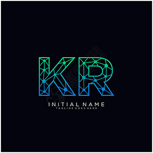 KR 字母标识图标设计模板元素公司商业推广标签品牌插图营销网络创造力卡片背景图片