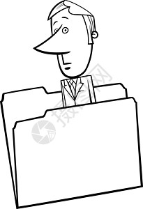 在一个文件夹中的黑白纸和白色卡通纸商务人士背景图片