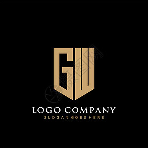 gwGW 字母标识图标设计模板元素公司插图字体推广标签黑色卡片网络商业营销设计图片