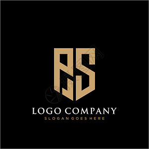 PS 字母标识图标设计模板元素品牌标签公司字体推广营销网络卡片插图黑色背景图片