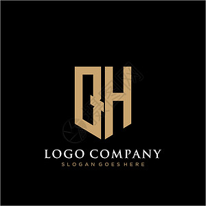 清华五道口QH 字母标志图标设计模板元素卡片创造力营销黑色字体公司商业网络插图品牌设计图片