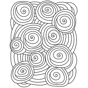 带有螺旋和圆圈的冥想彩色页面 含有许多圆元素的大纲模式背景图片