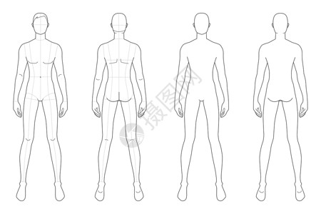 时装模版的常备男子设计师插画插画家收藏插图男人模型人体绘画服饰设计图片