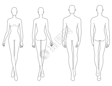 男的数字的男男女女行人时尚模版插画家姿势模型男人收藏平底鞋身体男性男生插图插画