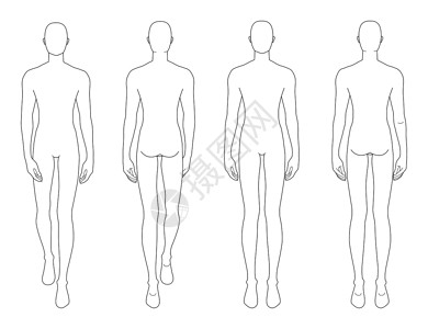 站岗执勤时装模版的站岗和行走男子服饰衣服设计师设计冒充身体模型模板男人绘画设计图片