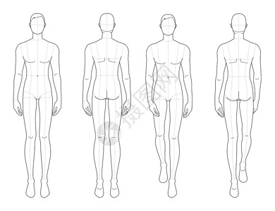 人体腰部谷歌时装模版的站岗和行走男子绘画男生插画插图衣服姿势服饰男性平底鞋冒充插画