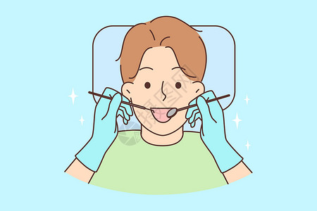 牙科专家儿童获得牙科治疗微笑专家考试卫生插图保健程序男生儿科矫正插画