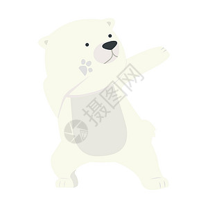 可爱的北极熊炫耀运动卡通漫画贴纸卡片海报插图卡通片标识舞蹈打印收藏腹部背景图片