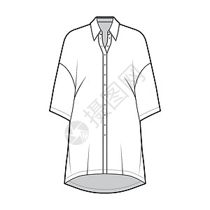 用基本衬衫领 肩膀大幅下降 体型过大等 展示了超尺寸的上衣技术时装图女孩服饰办公室纺织品身体女性织物计算机设计服装设计图片