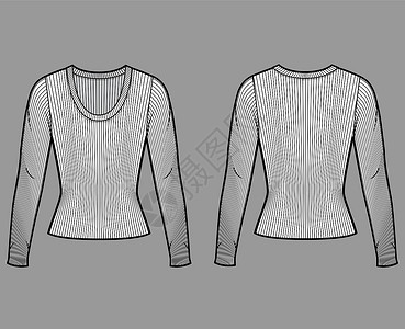 最萌身高差用长袖 近身形状 来展示时尚技术图画 最贴切的外形计算机纺织品毛衣办公室男人女士绘画织物衬衫针织品插画