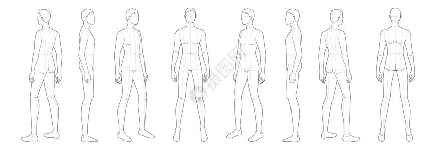 时装模版的常备男子模型设计姿势身体臀部男性平底鞋腰部男人设计师背景图片