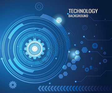 圆形高科技 有电路线蓝色背景 插图数字抽象等工程数据技术互联网墙纸圆圈创造力网络横幅安全背景图片