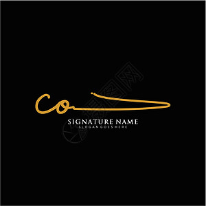 一氧化碳信件 CO 签名标签模板矢量标识插图身份字体主义者字母夫妻团体艺术团队设计图片