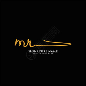 MR 信函MR 签名 Logo 模板矢量身份写作艺术刻字商业标识夫妻极简插图字母背景图片