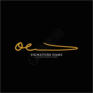 原始设备制造商字母 OE 签名标签模板矢量团队主义者身份艺术极简字体插图刻字团体奢华设计图片