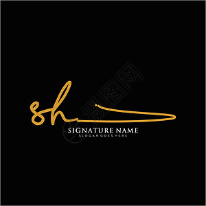 美容院名片字母 SH 签名标签模板矢量奢华商业夫妻写作团队极简主义者公司刻字团体设计图片