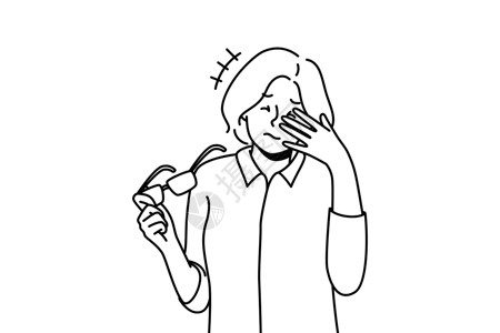 脱下眼镜的不健康妇女头疼 头痛挫折偏头痛保健压力斗争发烧疾病症状痛苦疼痛设计图片
