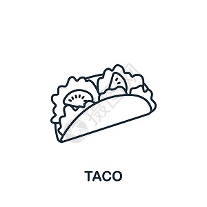 墨西哥卷饼Taco 图标 模板 网络设计和信息图的线性简单图标插画