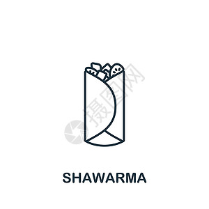 Shawarma 图标 模板 网络设计和信息图的线性简单图标插画