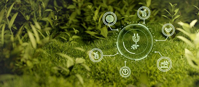 持续图标ESG 图标概念在绿色背景 3D 插图网络连接上的可持续和道德业务中的环境 社会和治理背景