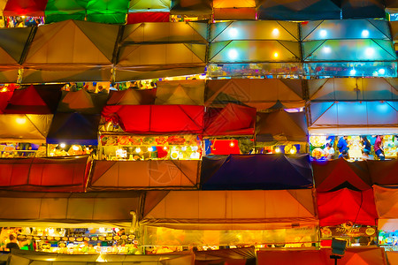 塔拉特泰国夜间市 曼谷摊位夜景购物街食品分店市场景点地标旅游店铺背景