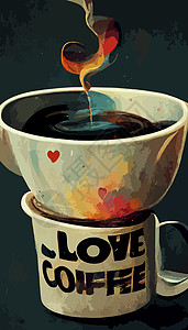 我很喜欢咖啡杯插图 国际咖啡日咖啡喝咖啡杯子艺术饮料杯浓缩背景图片