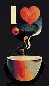 我很喜欢咖啡杯插图 国际咖啡日浓缩咖啡艺术喝咖啡杯子饮料杯背景图片