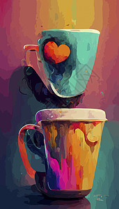 我很喜欢咖啡杯插图 国际咖啡日喝咖啡艺术饮料杯浓缩咖啡杯子背景图片