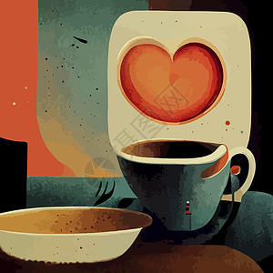 我很喜欢咖啡杯插图 国际咖啡日咖啡杯子艺术饮料杯喝咖啡浓缩背景图片