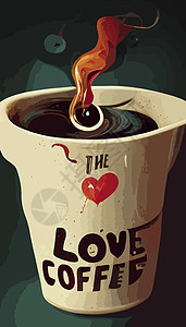 我很喜欢咖啡杯插图 国际咖啡日饮料杯杯子浓缩咖啡喝咖啡艺术背景图片