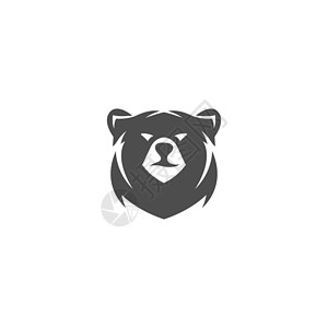 大树边的熊Bear 图标徽标设计插图动物荒野野生动物捕食者哺乳动物黑色标识力量杯子设计图片
